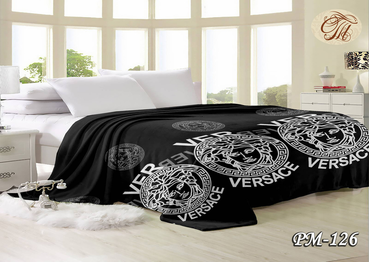 Плед з флису Версаче чорний (160х210), фото 1