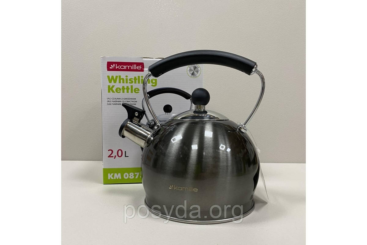 Чайник із нержавіючої сталі зі свистком 2 л Kamille KM-0873, фото 1