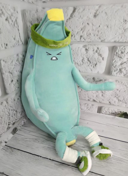 Плед - м'яка іграшка 3 в 1 ( Банан сердитый бірюзовий), фото 1