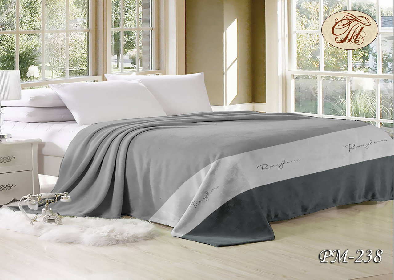 Плед із флісу Смуга на сірому (140*210), фото 1