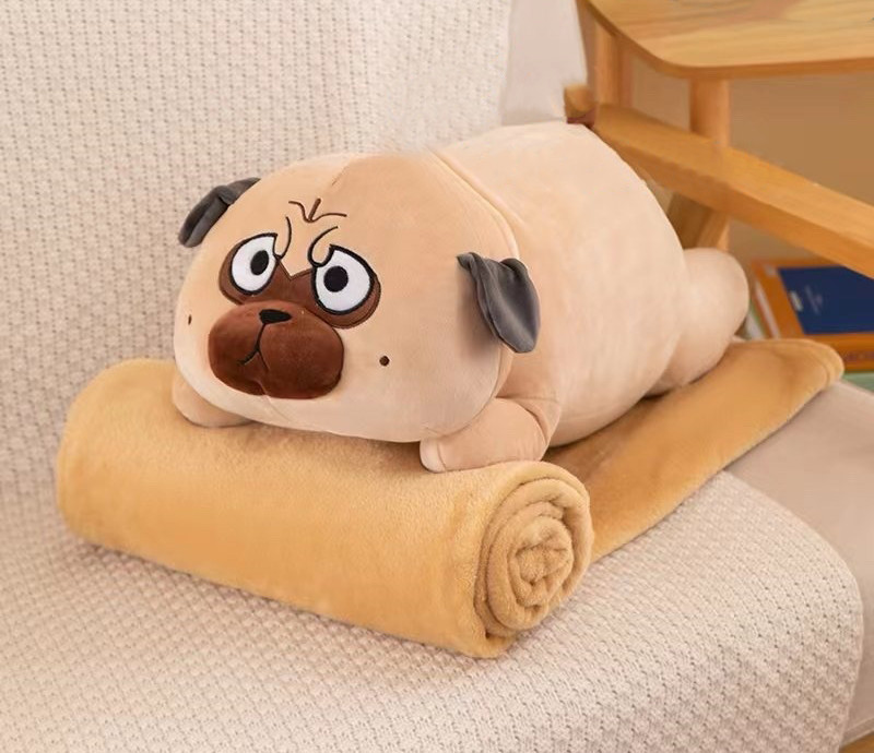 Плед - мягкая игрушка 3 в 1 (Сумний мопс), фото 1