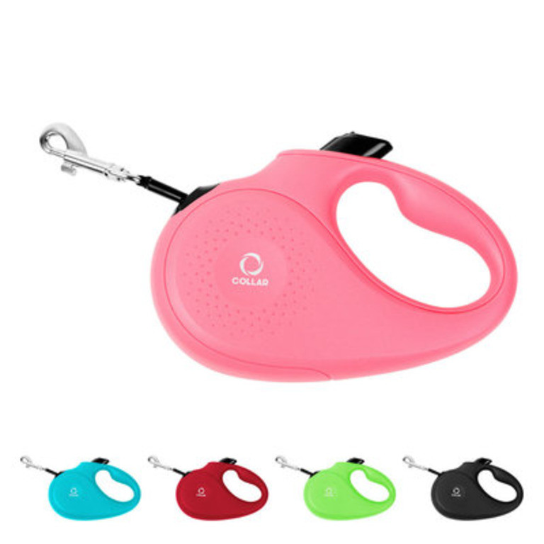 Рулетка-поводок Collar S рожева, для собак вагою до 15 кг, стрічка 5 м, прошита світловідбивною ниткою (81247), фото 1