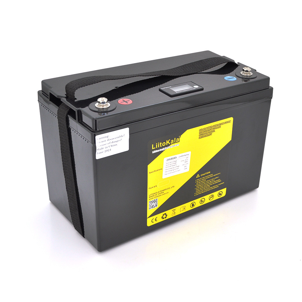 Акумуляторна батарея LiitoKala LiFePO4 24V(29,2V) 80Ah BMS(10(50)/100A) з LCD дисплеєм (340*180*226mm), 11.5kg