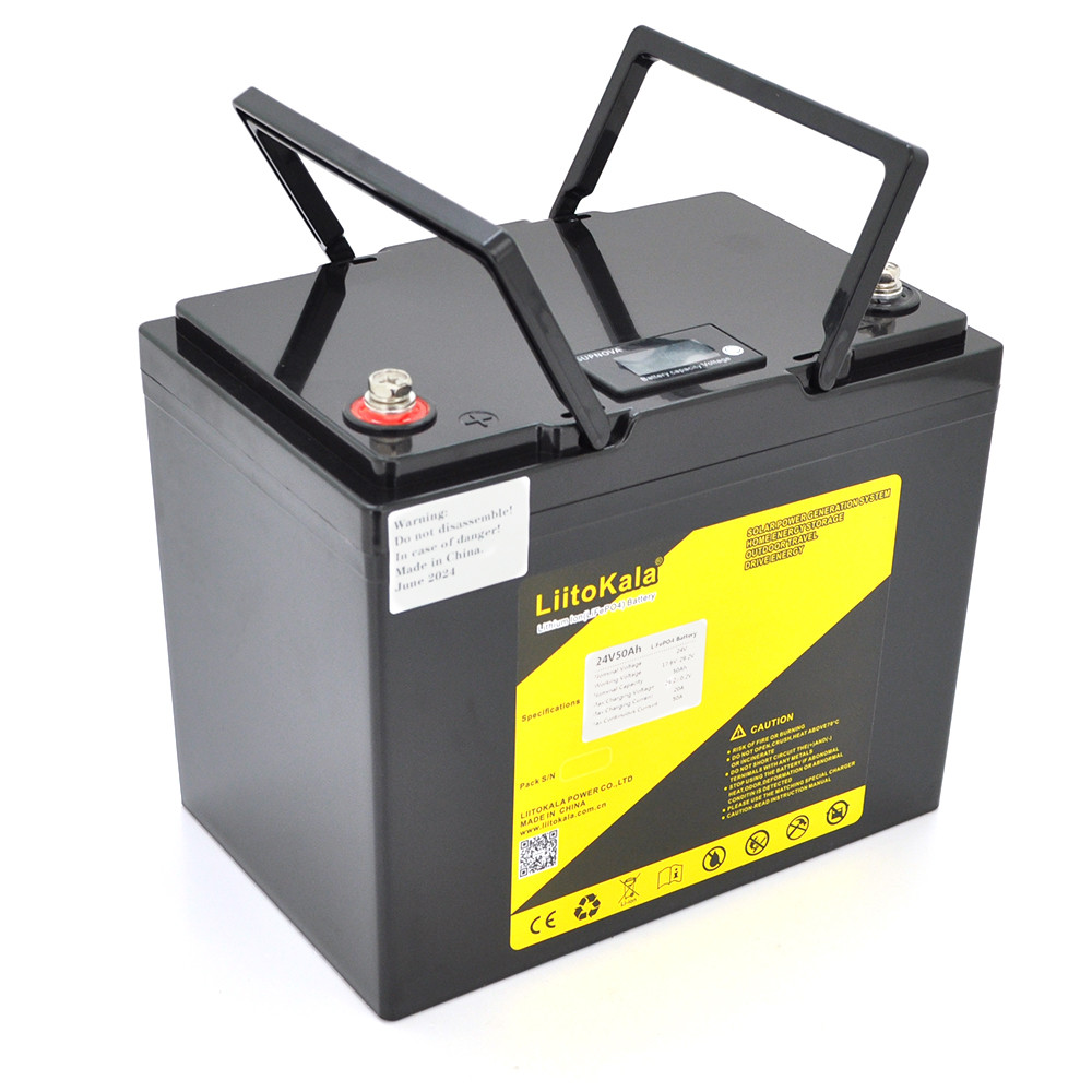 Акумуляторна батарея LiitoKala LiFePO4 24V(29,2V) 50Ah BMS(10(50)/100A) з LCD дисплеєм (260*170*215mm), 10kg