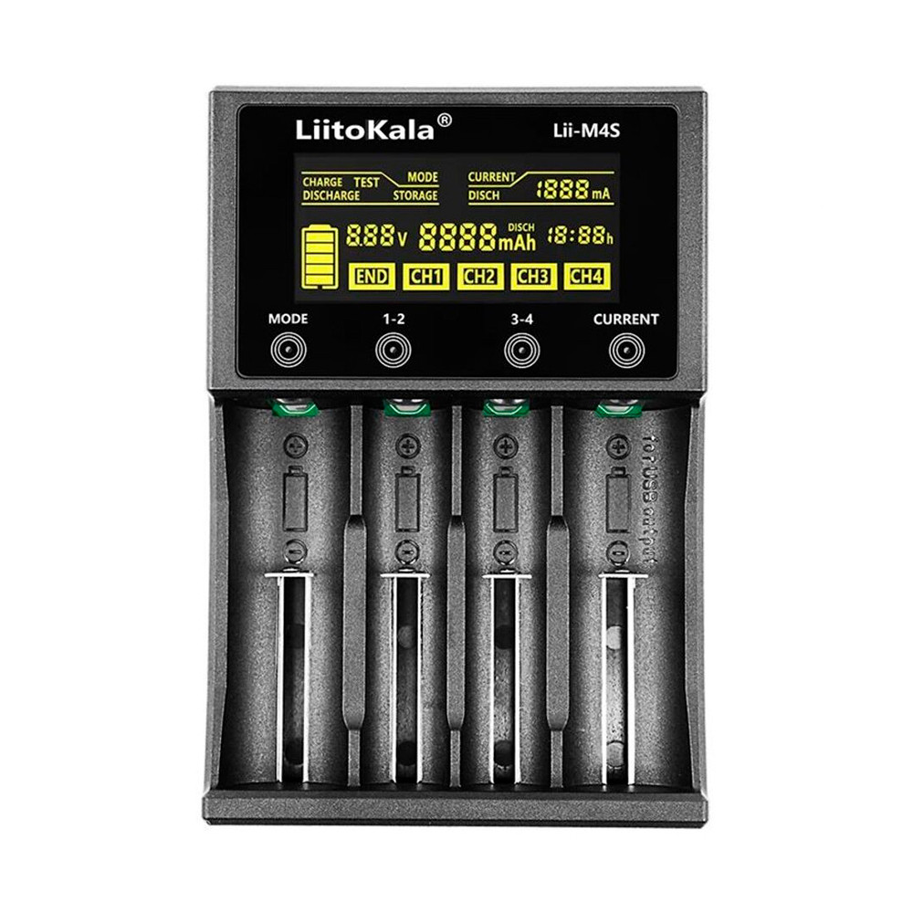 ЗП універсальний Liitokala Lii-M4S, 4 канала, 5V/Type-C, LED display, підтримуєLi-ion, 3.7V/1.2V AA/AAA