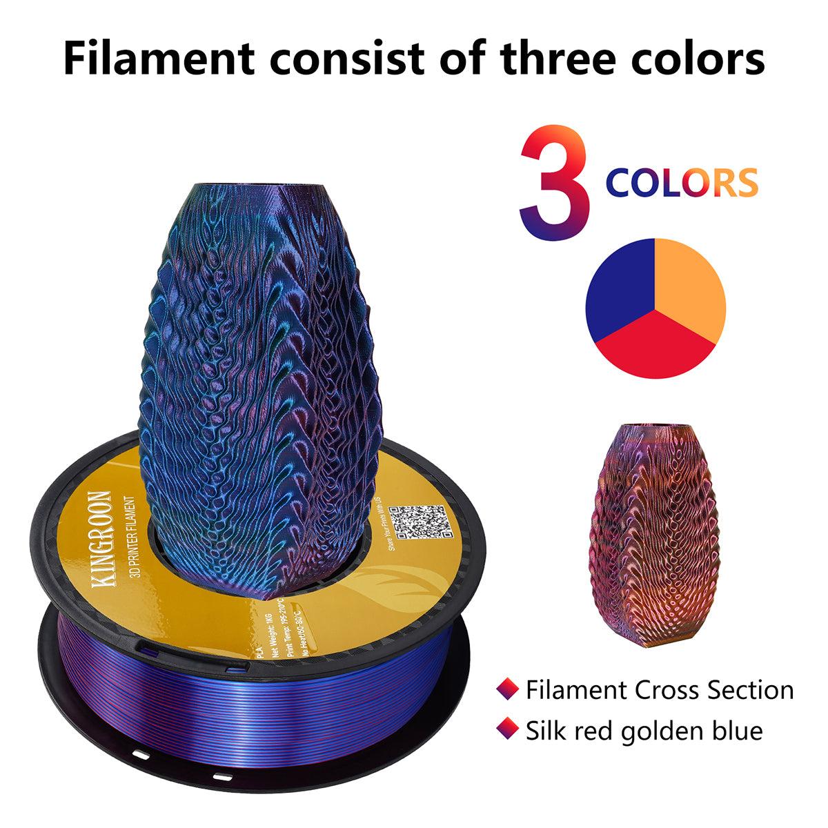 Пластик филамент KINGROON PLA Silk Red Golden Blue (YMX0173)