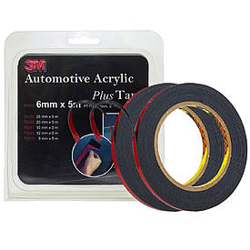 Автомобільний двосторонній скотч високої міцності чорний 3M PT1100 1,14 мм 2×6мм×5м
