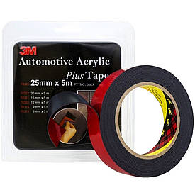Автомобільний двосторонній скотч високої міцності чорний 3M PT1100 1,14 мм 25мм×5м