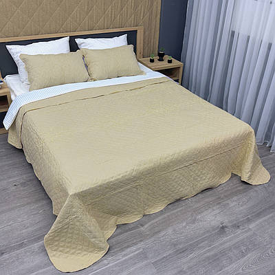 Покривало 220x220 (+-10см.) стьобане з наволочками Expo Trade ромб, бежевий (85-163)