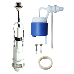 Арматура для бачка унітаза дергалка 66.54 комплект впускний та випускний клапан бічне підключення