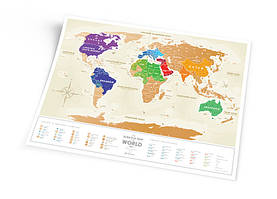 Скретч-мапа світу Travel Map Gold World (укр) (тубус)