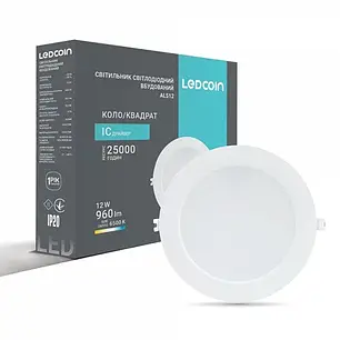 Точковий LED світильник Ledcoin AL512 12W 6500К вбудований білий 8208, фото 1