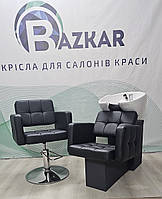 Комплект перукарська мийка з кріслом на хромованній гідравліці Beatrice, біла