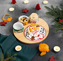 Набір піал із дощечкою на бамбуковій підставці Merry Christmas, 24,5 см.