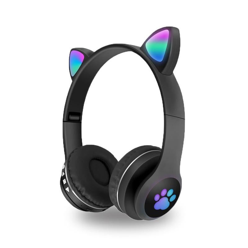 Бездротові навушники з вушками Wireless Headset MZ-023 Чорні, блютуз навушники з підсвічуванням для дітей