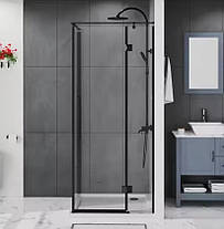 Скляна душова кабіна AVKO Glass S237R, 90х90х190 Black, фото 5