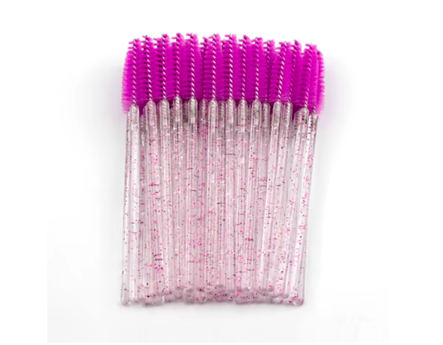 Щіточки для брів і вій з блистками, 50 шт фіолетові