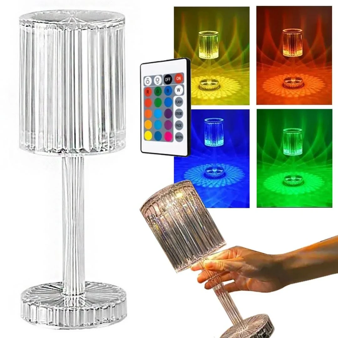 Декоративний LED світильник Crystal light, з пультом ДК/Настільна акумуляторна лампа
