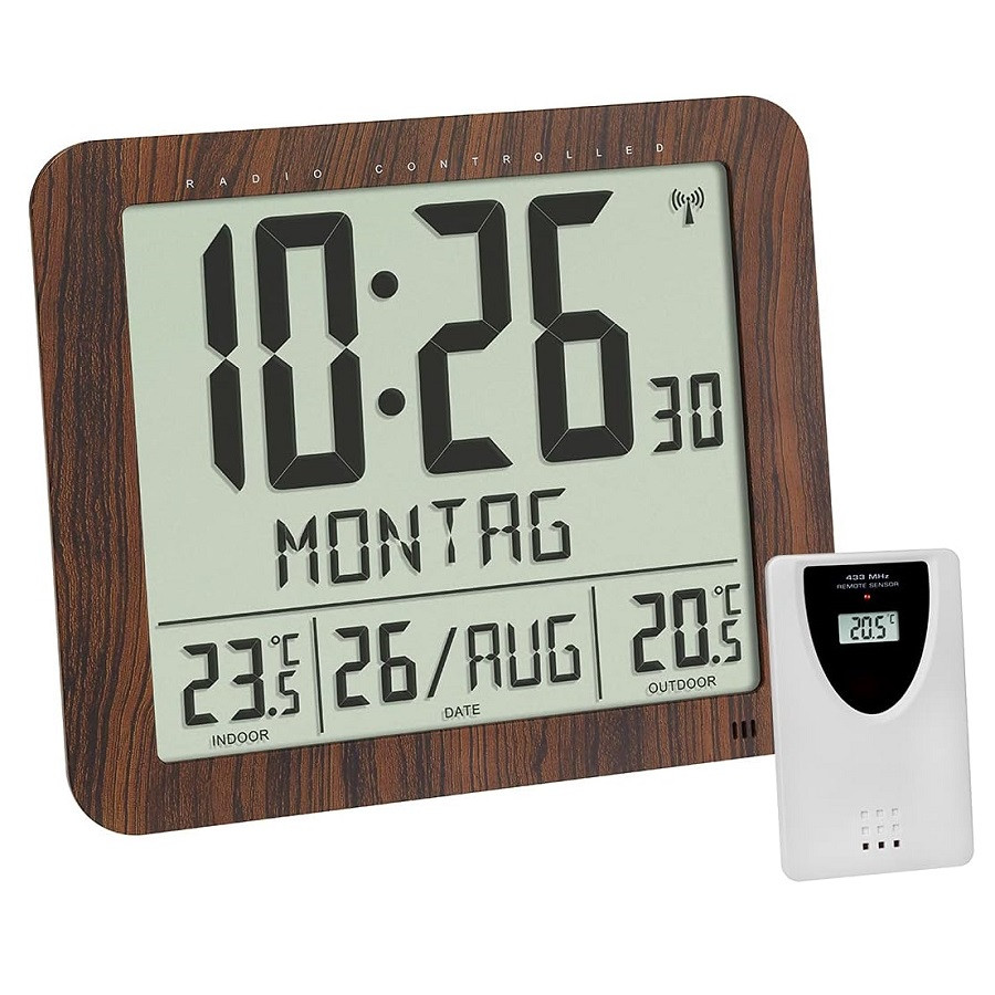 Електронний годинник TFA 60451808 | Безпровідний датчик температури, Радіокеровани годинник, Будильник, Календар