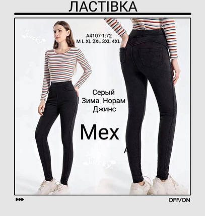 Джинси стрейч на товстому хутрі "Ластівка" №А4107-1 р.M, L, XL, 2XL, 3XL, 4XL, фото 1