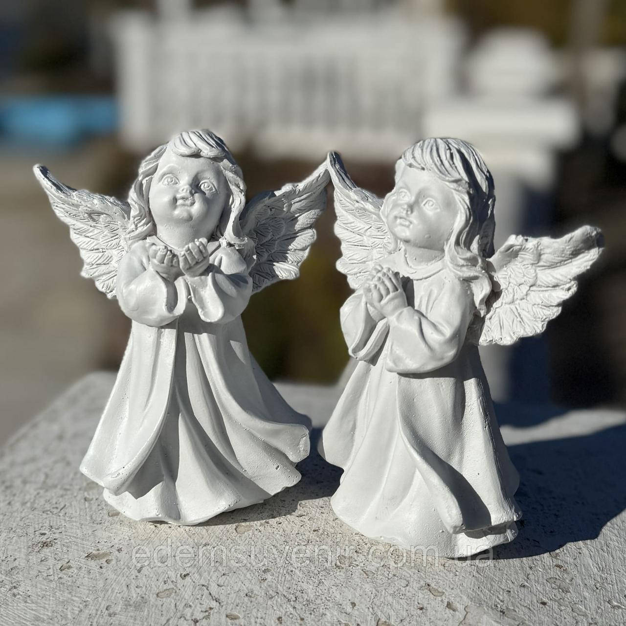Комплект садових фігур Янголи моляться, долоні човником та разом, фігурки ангелів, статуетка янгол, ангелок, статуетки ангелочків,