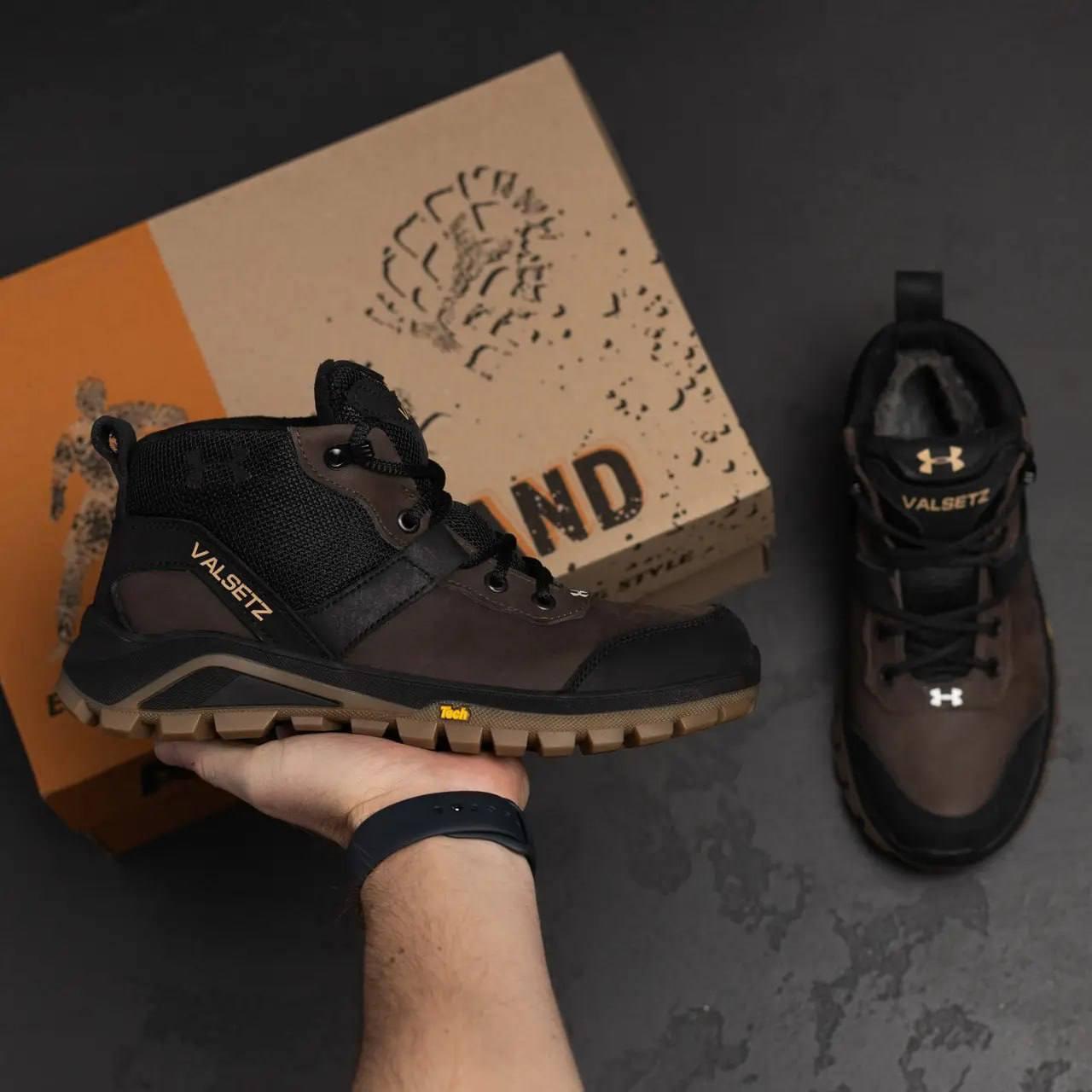 Спортивні черевики на підлітка, коричневі, дитячі шкіряні / підліткові зимові кросівки для хлопчика, фото 1