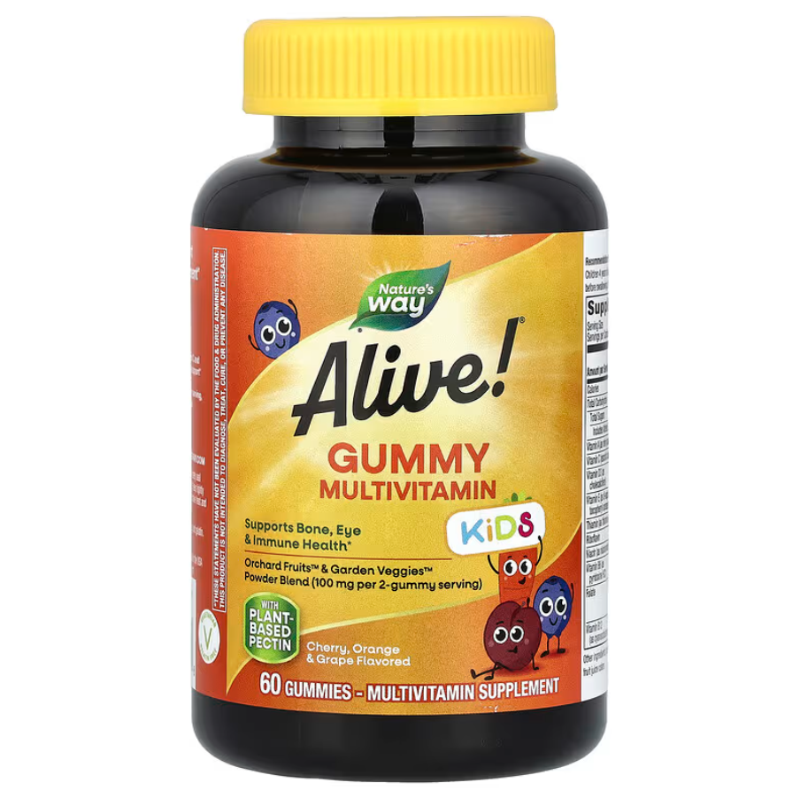 Вітаміни Alive! Kids Premium Gummy Multivitamin Cherry Grape & Orange Nature's Way 60 жувальних таблеток, фото 1