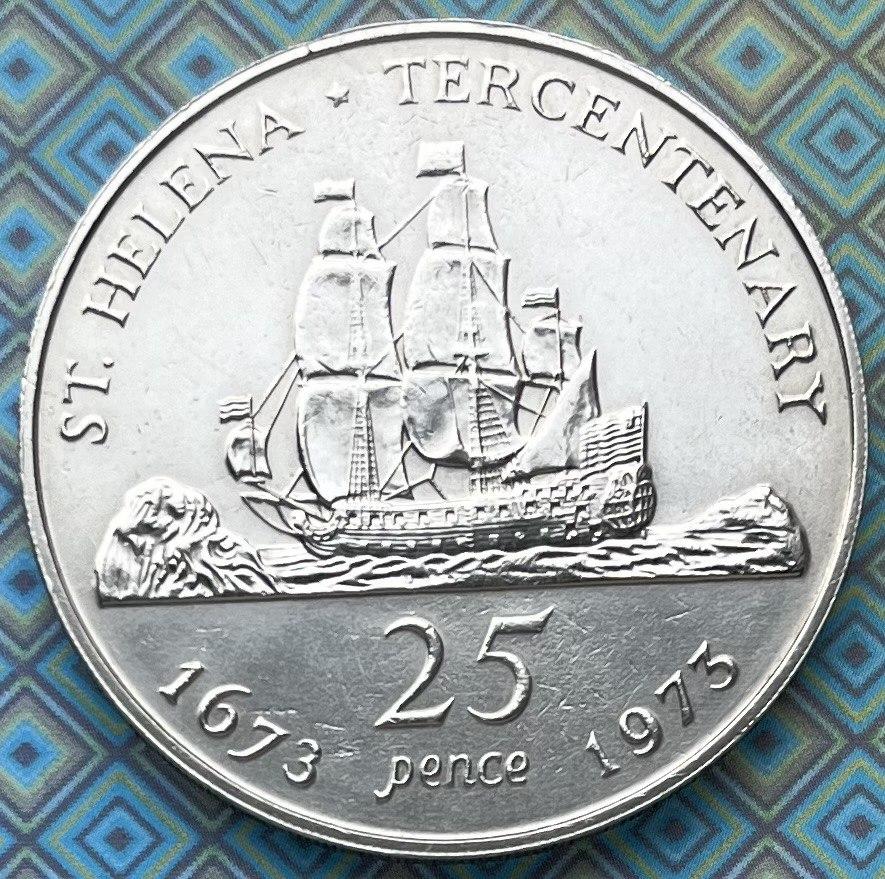 Монета Острова Святої Олени 25 пенсов 1973 р., фото 1