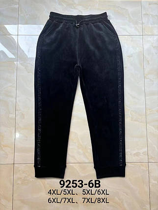 Жіночі велюрові штани на хутрі, манжет, лампас №9253-6В р.4/5XL,5/6XL,6/7XL,7/8XL, фото 1
