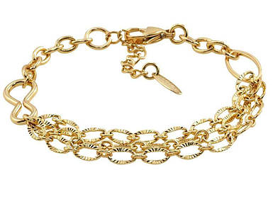 Браслет жіночий на руку Позолота 18K Плетіння Комбіноване довжина з дод. ланцюжком 19.5-22.5см х 5-10мм (157710) ТМ XUPING FG