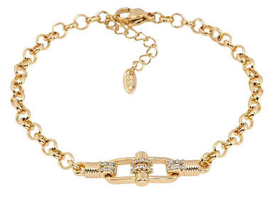 Браслет жіночий на руку Позолота 18K Ланцюжок з декоративною вставкою довжина з дод. ланцюжком 17.5-20.5см х 4мм (170239) ТМ FG