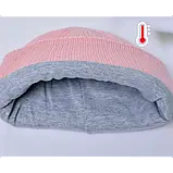 Шапка зі снудом дитяча для хлопчика з вушками Ведмедик зимовий утеплений коричневий Baodiduo шапка+хомут, фото 3