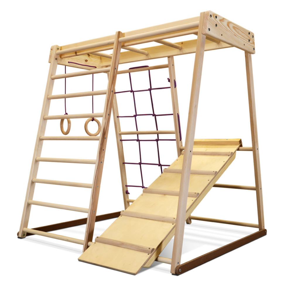 Спортивний дерев'яний комплекс «Крихітка - 3 Еко міні» з бука ТМ "SportBaby" (121х117х103 см), фото 1