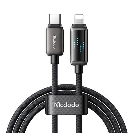 Кабель McDodo LED Display USB-C to Lightning 36W Data Cable 1.2m Black, фото 1