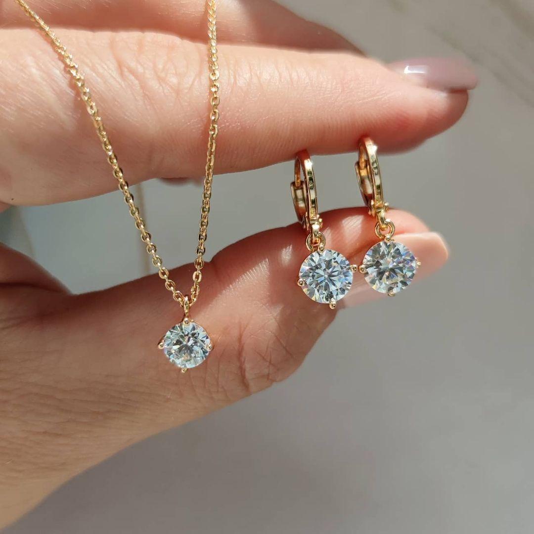 Сережки з камінчиком, ланцюжком і камінчиком 45 см, фото 1