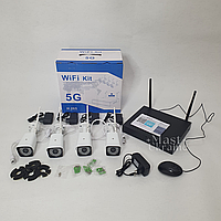 Система відеоспостереження WiFi Kit 5G, бездротовий комплект камер відеоспостереження, 4 камери 5G-5000