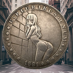 Сувенір сексуальна монета долар США 1881г "Дівчинка біля стіни". Hobo Coin American Morgan