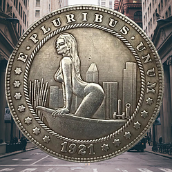 Сувенір монета долар США 1921г "Дівчина у ванній". Hobo Coin American Morgan