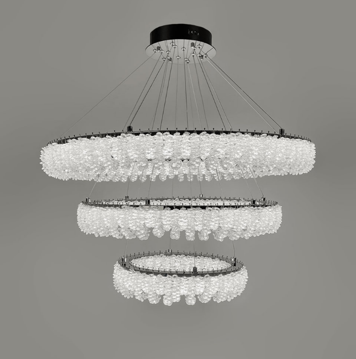 Кільцева кришталева люстра в хромі на 3 яруси 80+60+40 см 33038-800+600+400 CH, фото 1
