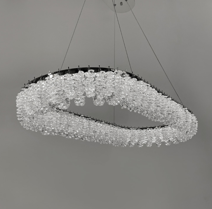 Кільцева овальна кришталева люстра в хромі 80х38 см 33038L-800*380 CH, фото 1