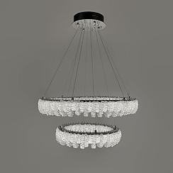 Кільцева кришталева люстра в хромі на 2 яруси 60+40 см 33038-600+400 CH