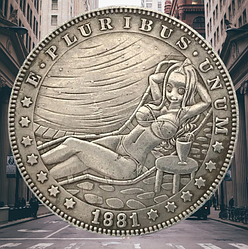 Сувенір монета долар США 1881р "Дівчинка біля басейну". Hobo Coin American Morgan