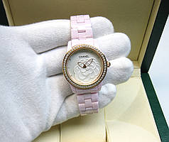 CHANEL CERAMICA 36MM PINK WHITE GOLD QUARTZ JAPAN. Premium якість ААА.