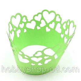 Ажурна накладка для декору кексів, мафінів, капкейків, зелений, фото 1