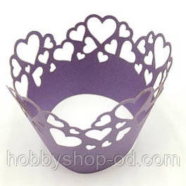 Ажурна накладка для декору кексів, мафінів, капкейків, фіолетовий, фото 1
