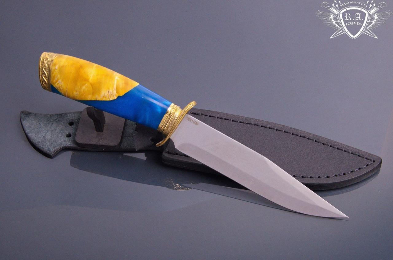 Ніж ручної роботи «Незламний» 155х30х2.4см з інструментальної сталі та руків'ям з гібрида, фото 1