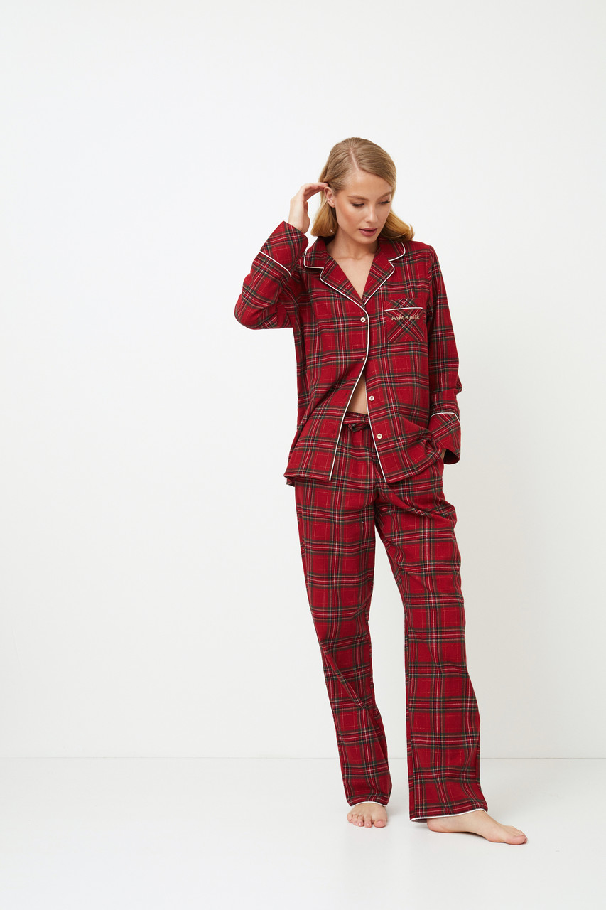Стильна фланелева жіноча піжама Aruelle Holly Pajama Long