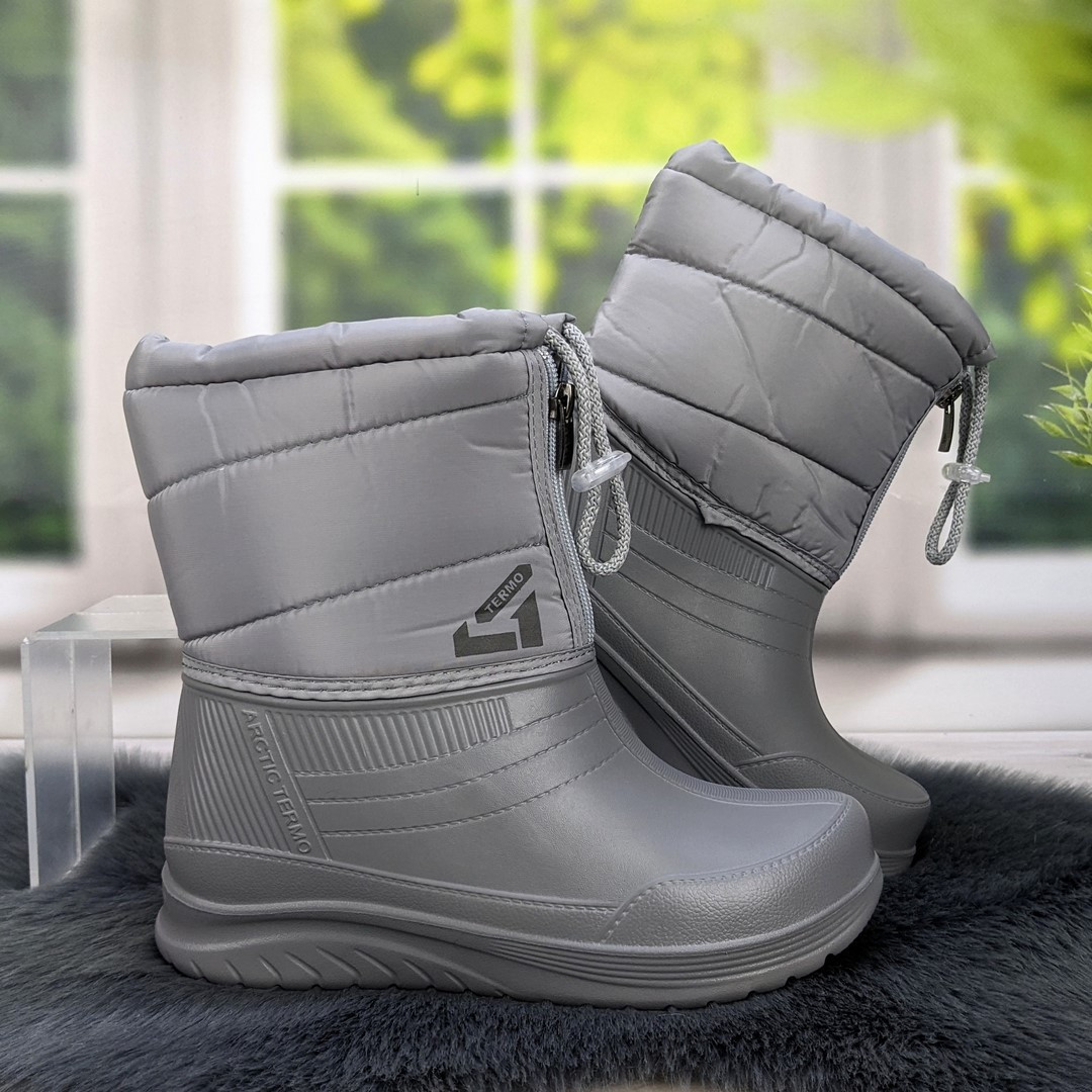 Чоботи жіночі зимові на пінковій калоші, утеплені хутром сірі 4675, фото 1