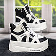 Черевики жіночі зимові на платформі чорно-білі на хутрі Veagia 4674, фото 3