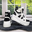 Черевики жіночі зимові на платформі чорно-білі на хутрі Veagia 4674, фото 4